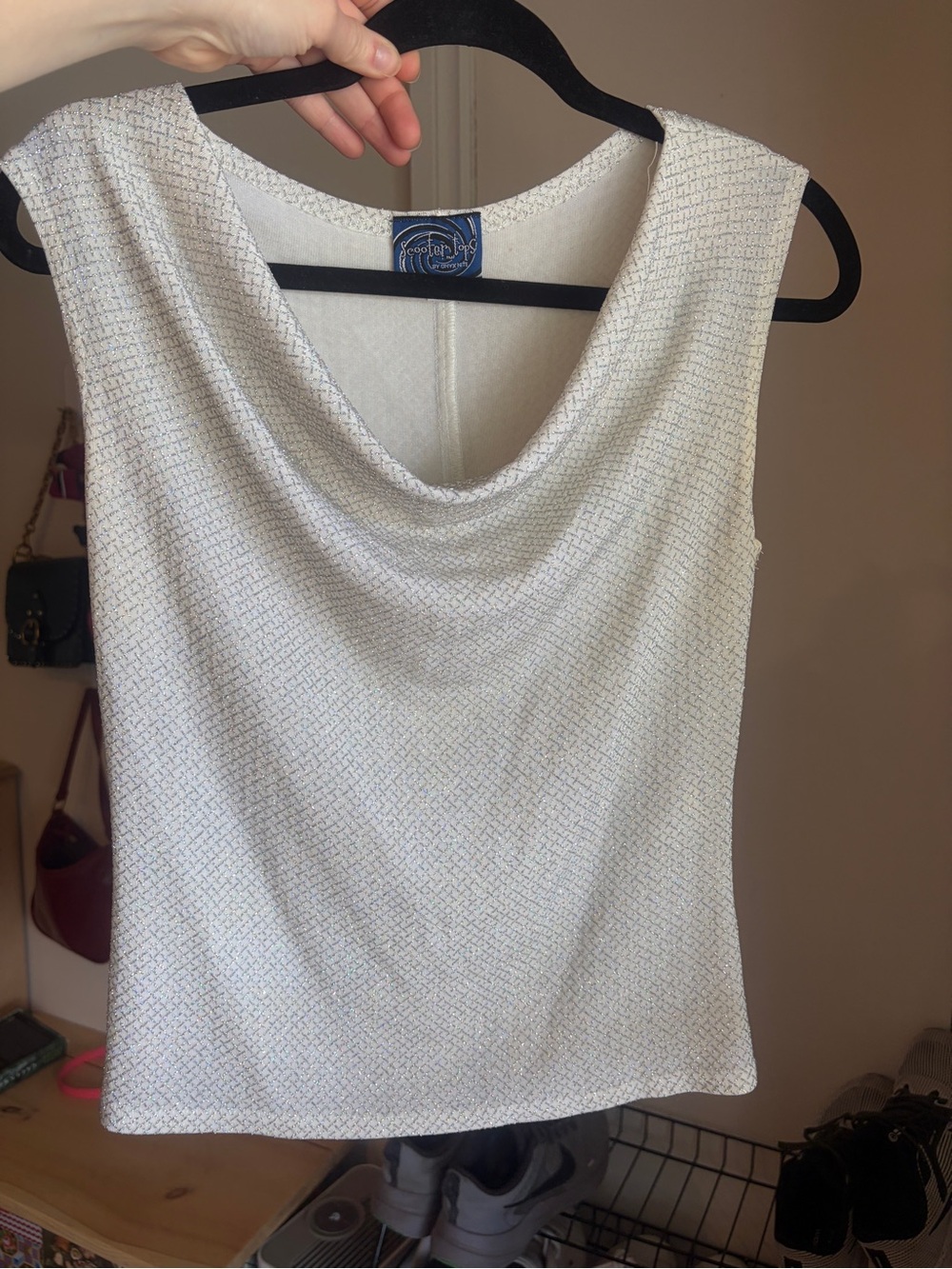 Vintage Y2K Cowl Neck Sleeveless sparkly Top